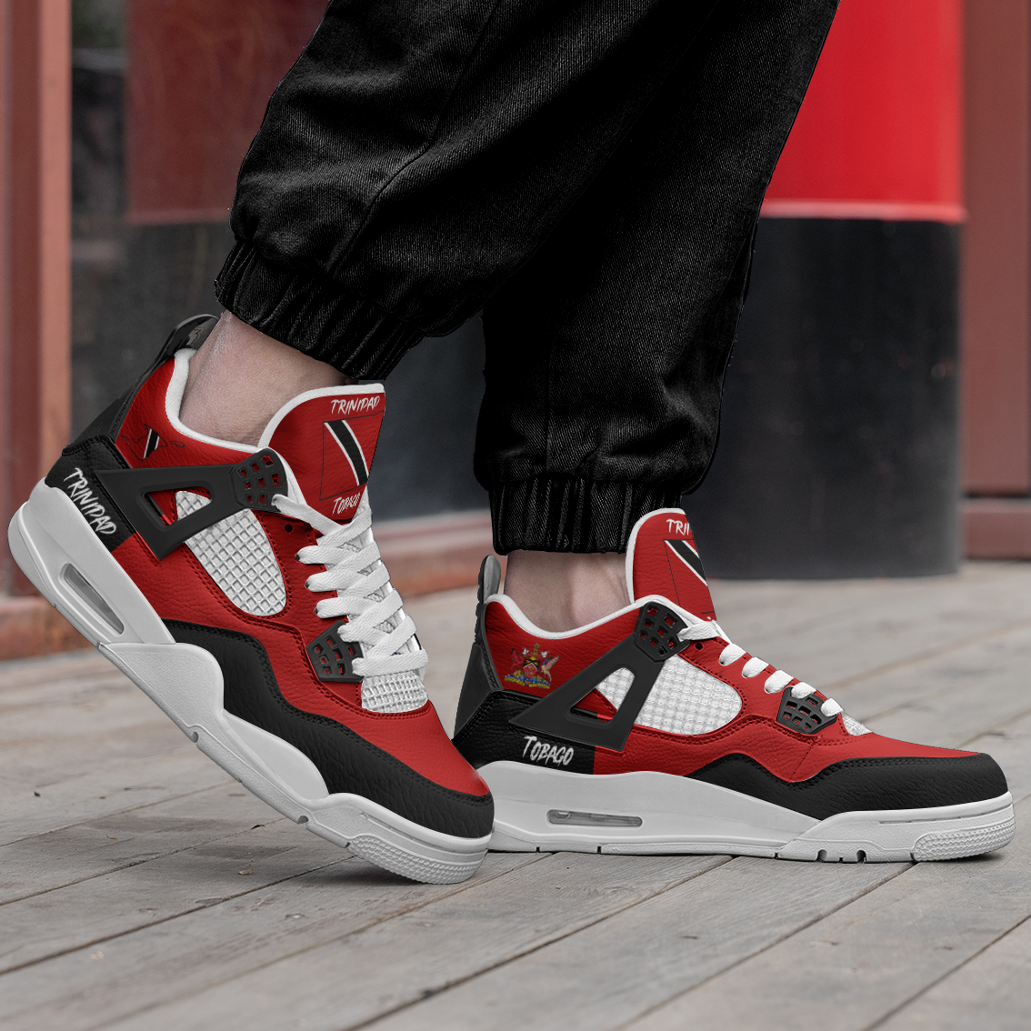 Trinidad and Tobago flag shoes with red black and white design - image 2