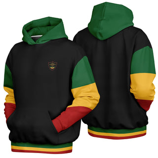 Rasta Heavyweight Pull Over Hoodie - Black