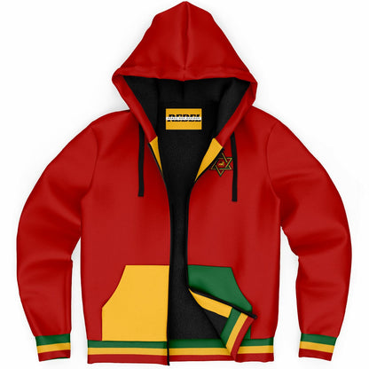 Rasta Fleece Lined Zip Up Hoodie