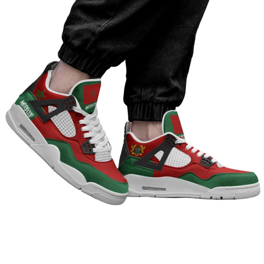 Morocco Flag Shoes - Rebel Sole mid top sneaker in Red, Green - sole and outsole view