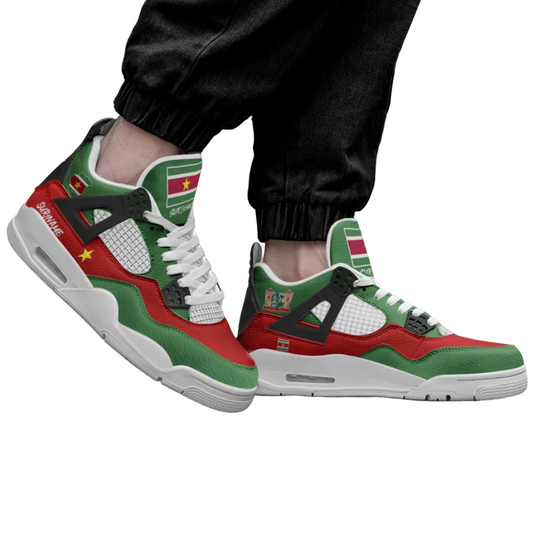 Suriname Flag Shoes - Rebel Sole Mid Top Sneakers - Sranan Pride