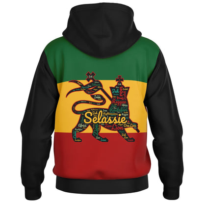 Rasta Lion Of Judah Hooded Baseball Jacket