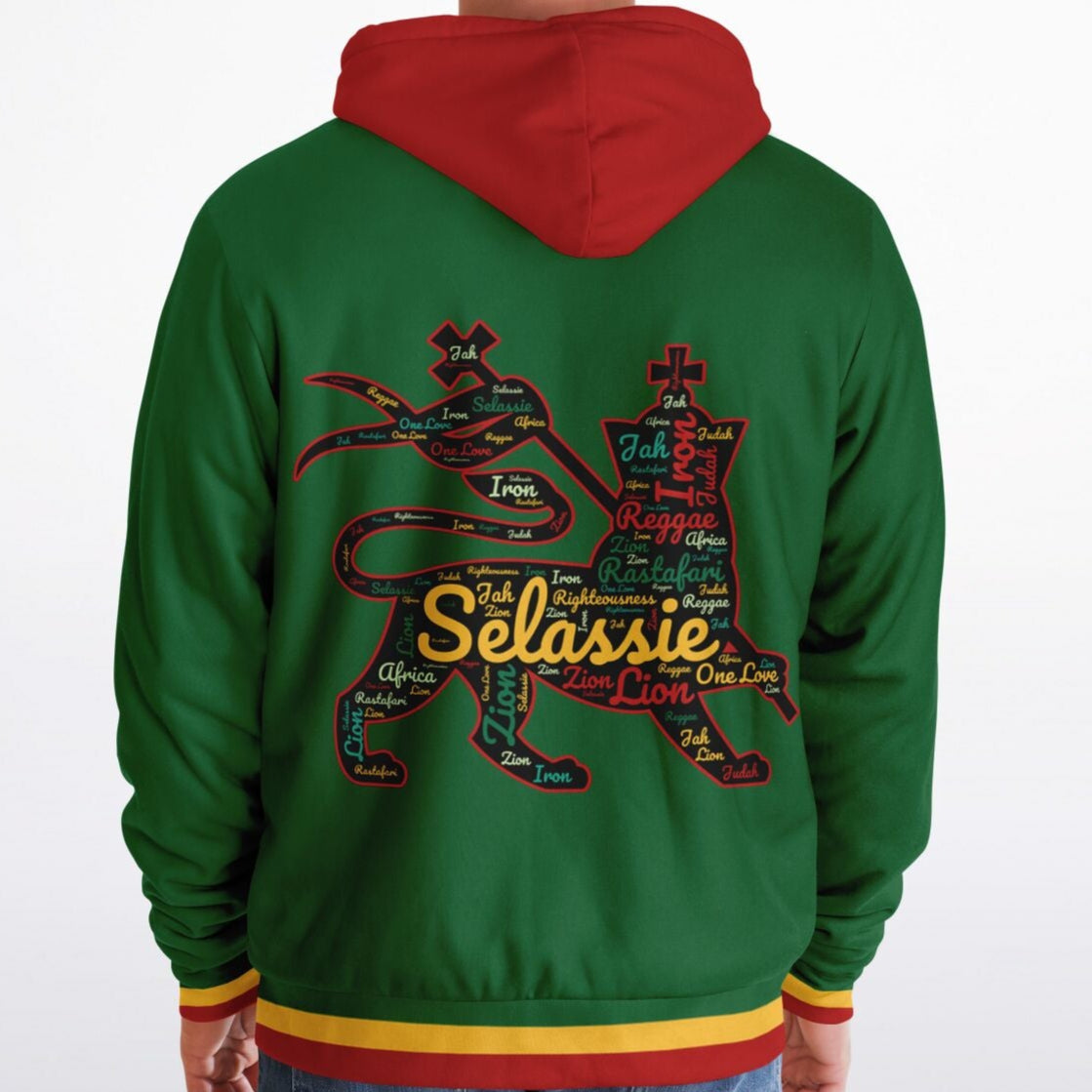 Rasta Fleece Lined Zip Up Hoodie