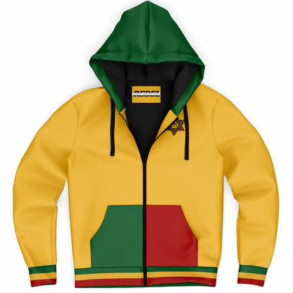 Rasta Fleece Lined Zip Up Hoodie