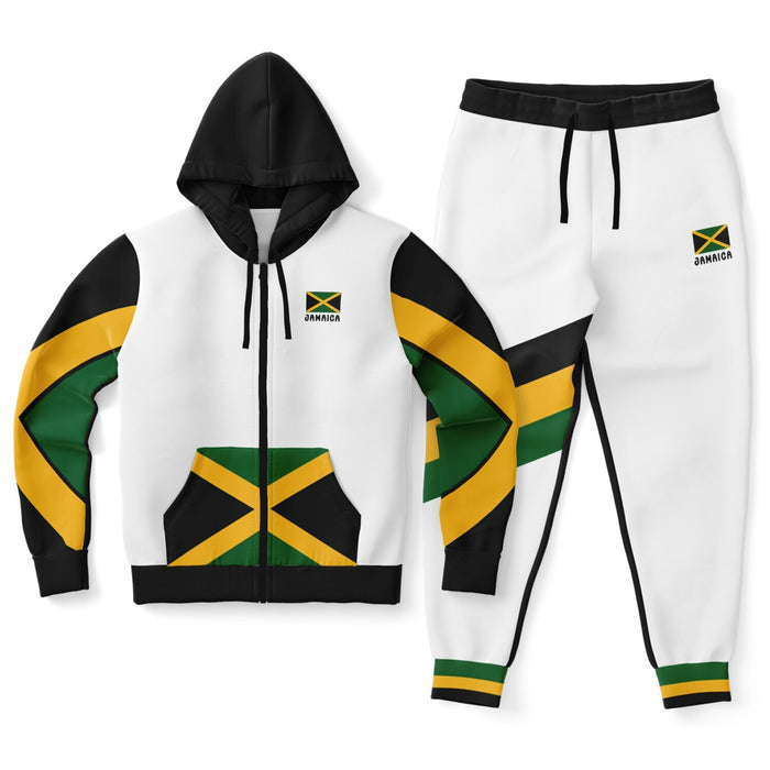 Jamaica Zip Hoodie & Jogger Set - Irie Stripe White