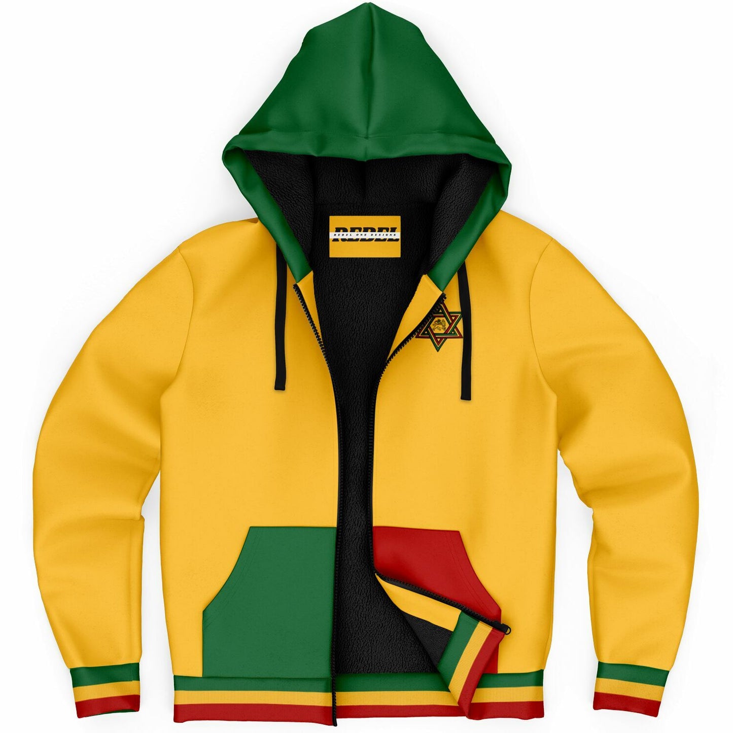 Rasta Fleece Lined Zip Up Hoodie