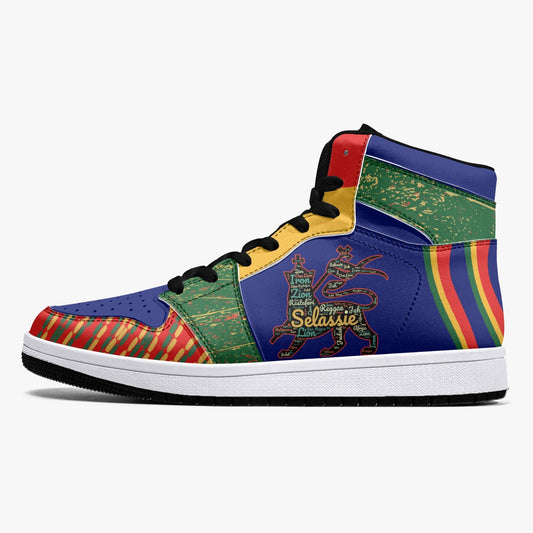 Rasta Shoes Lion of Judah Hightop Basketball Sneakers - Navy Blue