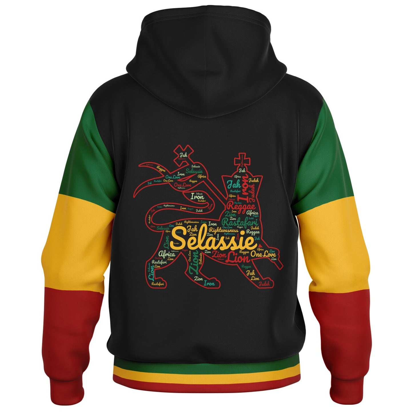 Rasta Lion Of Judah Hooded Baseball Jacket Black
