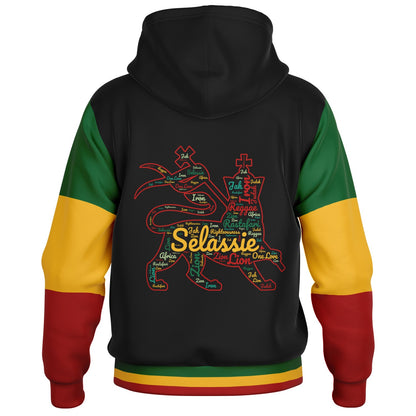 Rasta Lion Of Judah Hooded Baseball Jacket Black