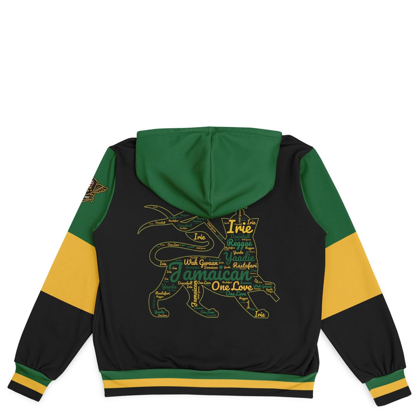 Jamaica Crest Lion Hooded Baseball Jacket