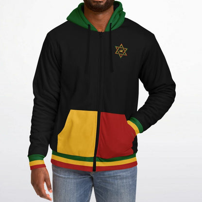 Rasta Fleece Lined Zip Up Hoodie