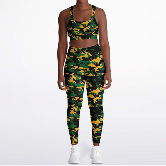 Jamaica Camo Padded Sports Bra & Leggings Set