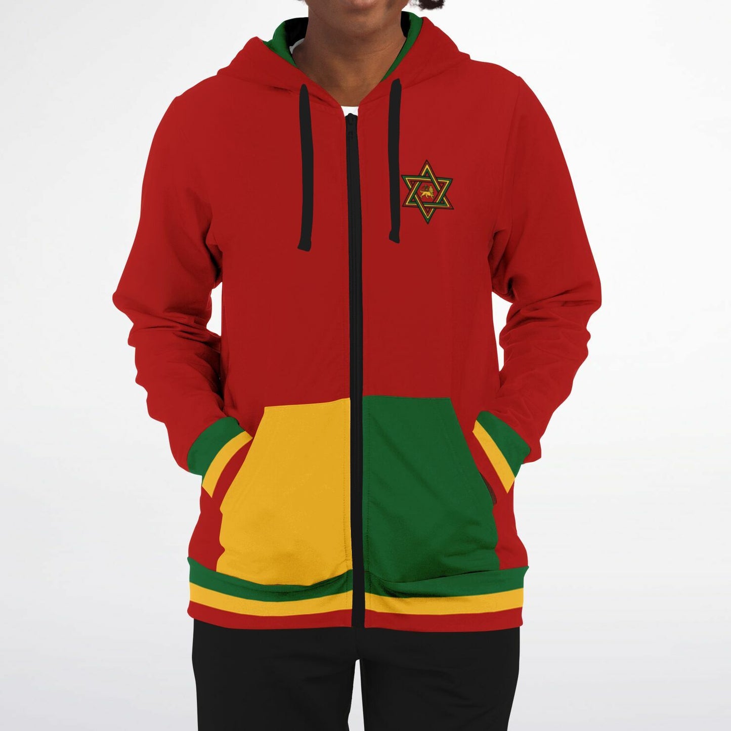 Rasta Lion Of Judah Casual Zip Up Hoodie