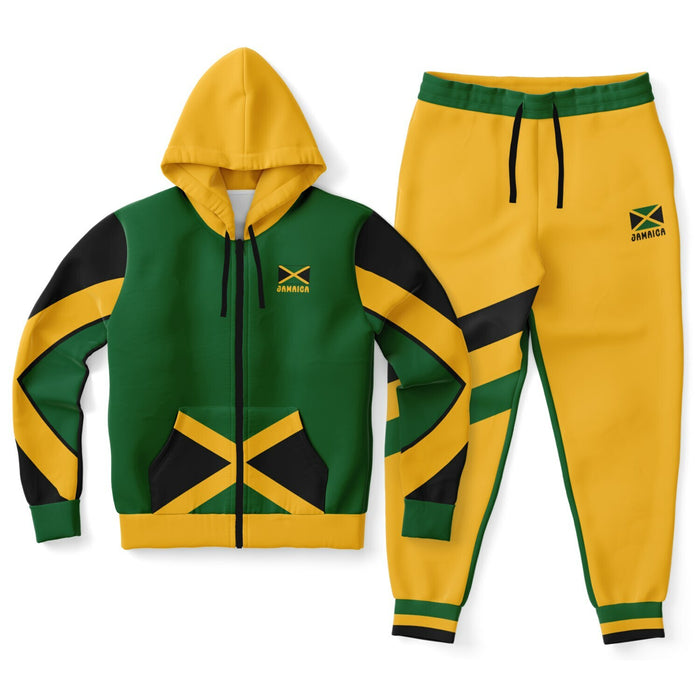 Jamaica Zip Hoodie & Jogger Set - Irie Stripe Yellow Green