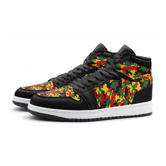Black Red Green Yellow Camo Hightop Basketball Sneakers Shoes