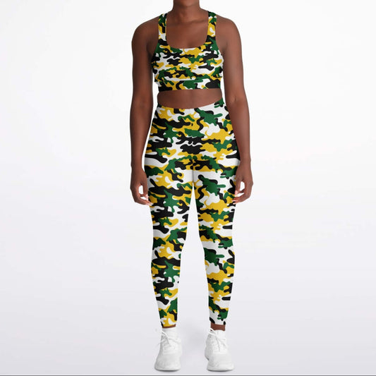 Jamaica Camo Padded Sports Bra & Leggings Set