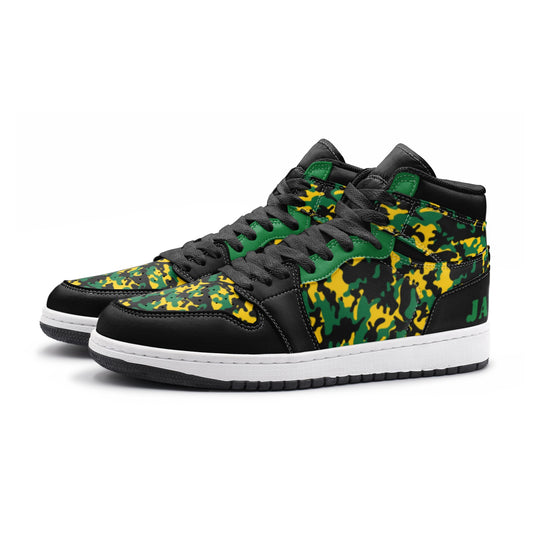 Jamaican Colors Camo Hightop Basketball Sneakers Shoes