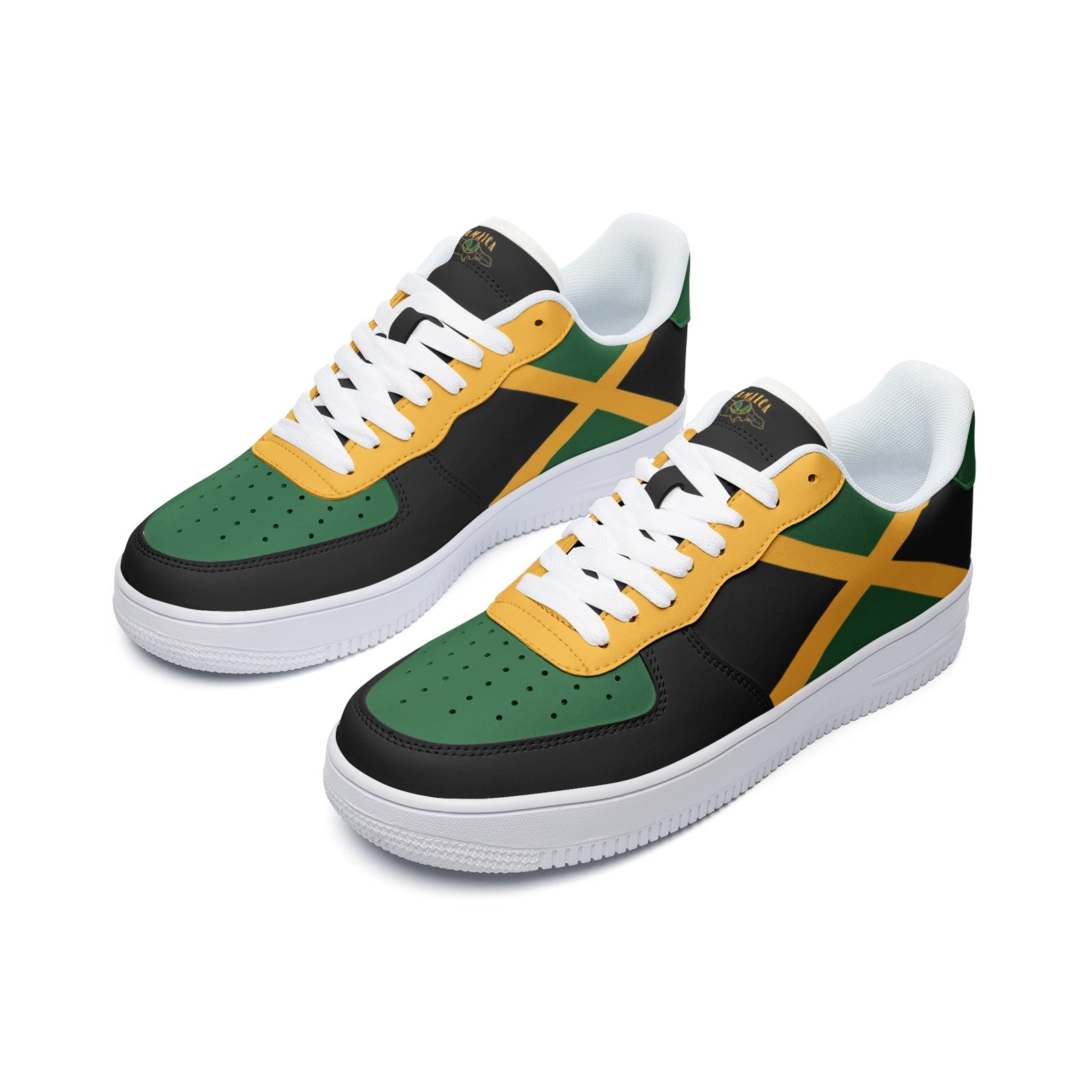 Jamaican Breezy II Unisex Low Top Leather Sneakers, Jamaica, Jamaican store pride, Caribbean pride, reggae music, Caribbean festival