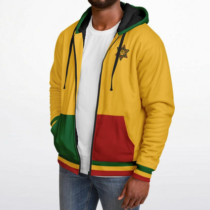 Rasta Fleece Lined Zip Up Hoodie