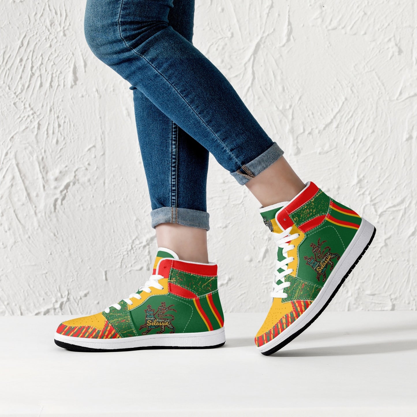 Rasta Shoes Lion of Judah Hightop Basketball Sneakers - Green