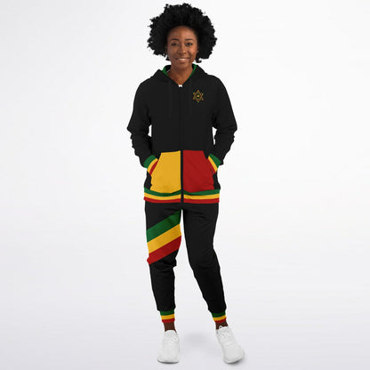 Rasta Casual Zip Up Hoodie & Jogger Set