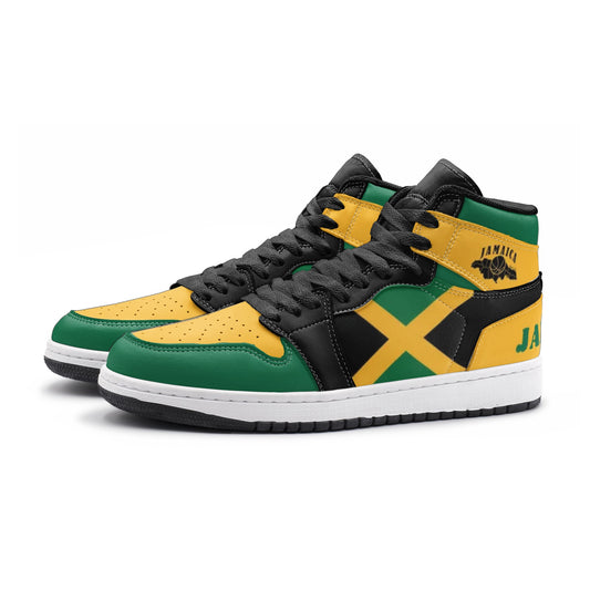 Jamaican Flag Colors Hightop Basketball Sneakers - Black