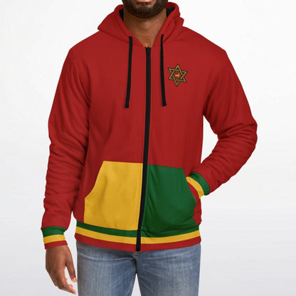 Rasta Fleece Lined Zip Up Hoodie