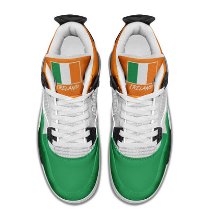 Ireland Flag Shoes - Rebel Sole mid top sneaker in Green, White, Orange - inner side and tongue flag view