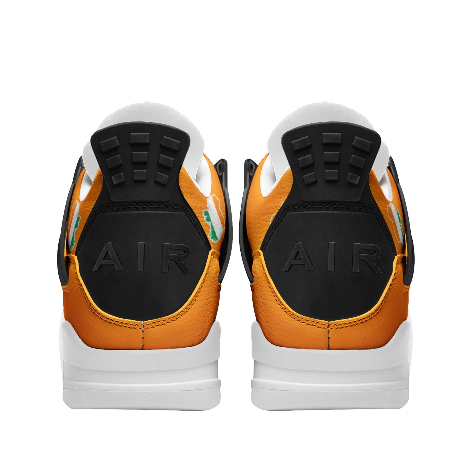 Ireland Flag Shoes - Rebel Sole mid top sneaker in Green, White, Orange - back heel view