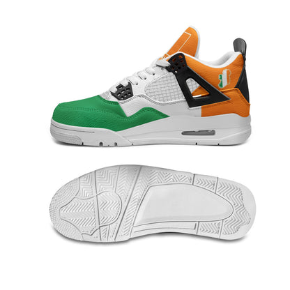 Ireland Flag Shoes - Rebel Sole mid top sneaker in Green, White, Orange - top and lace view