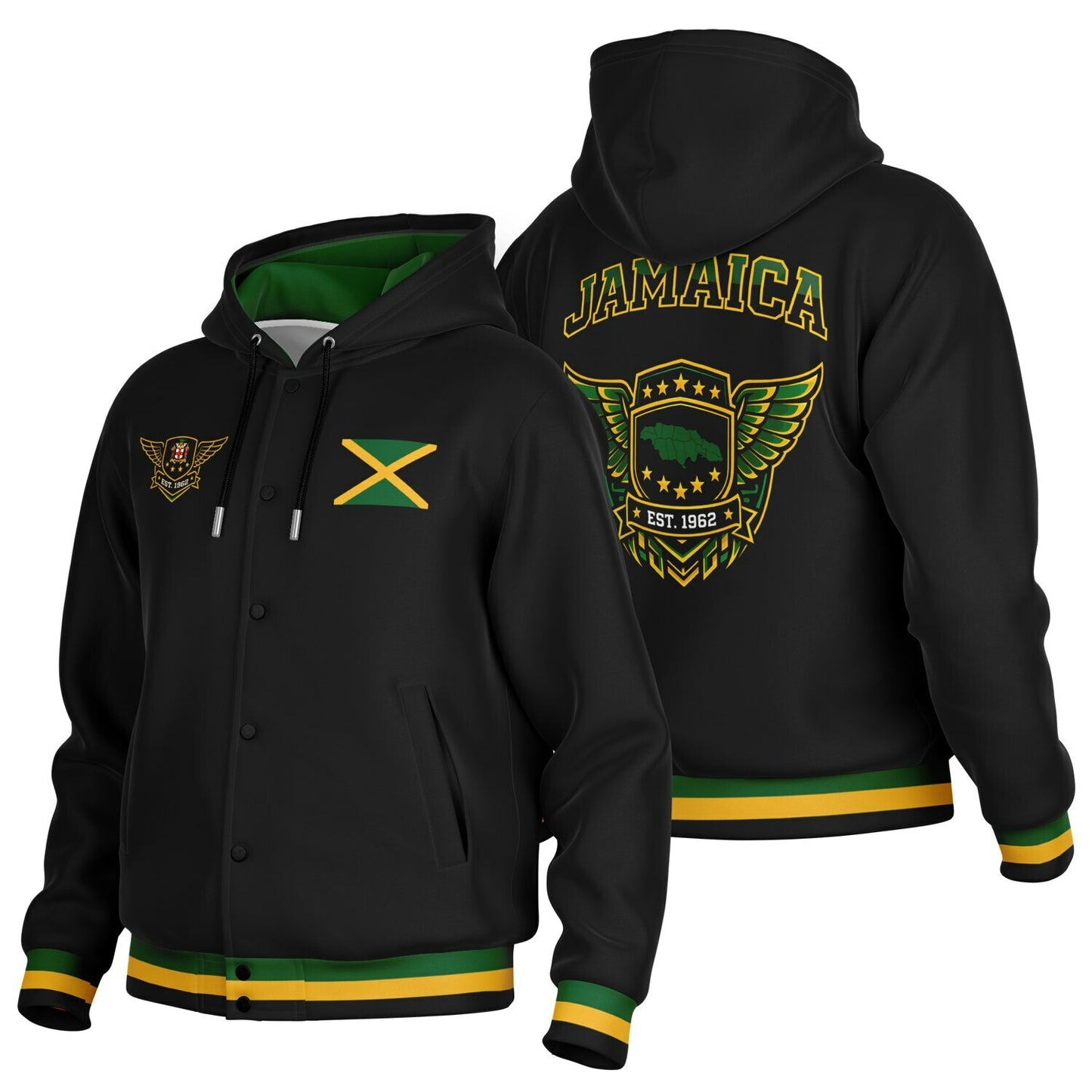Jamaica Crest Hooded Baseball Jacket