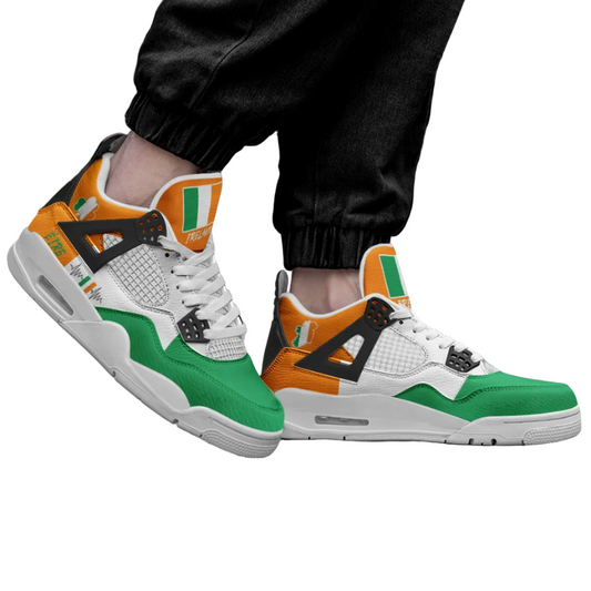 Ireland Flag Shoes - Rebel Sole mid top sneaker in Green, White, Orange - sole and outsole view