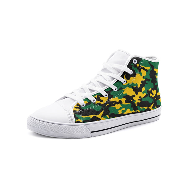 Example custom design on the TrenchTown High: Jamaica Camo Shoes White