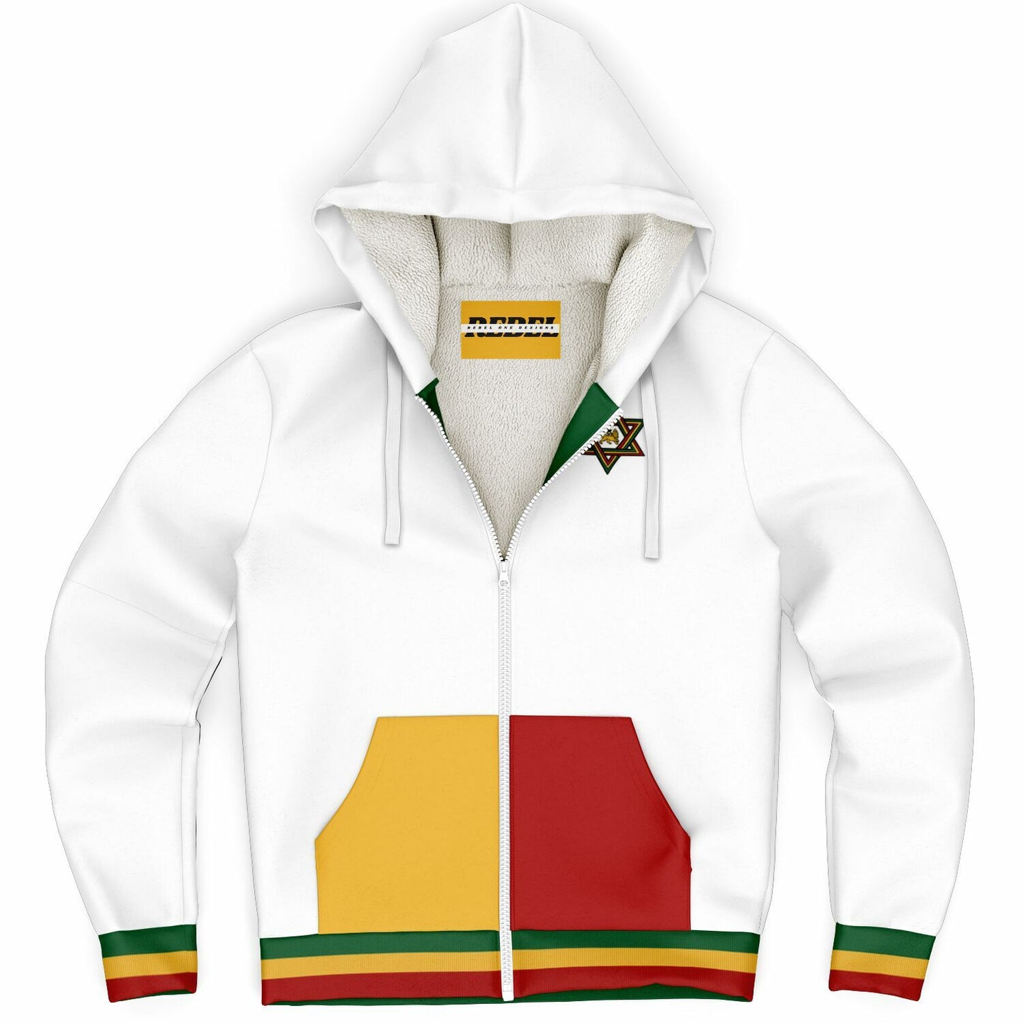 Rasta Fleece Lined Zip Up Hoodie