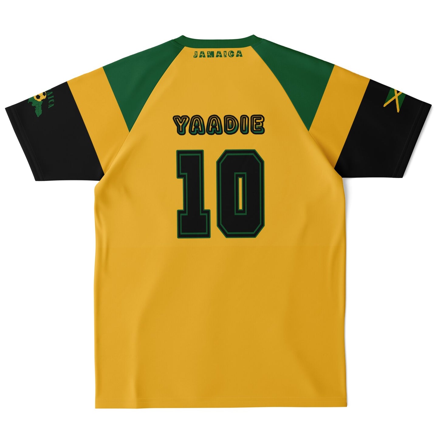 Plain back of the gold jersey showing the name Yaadie above a large number 10, no map graphic.