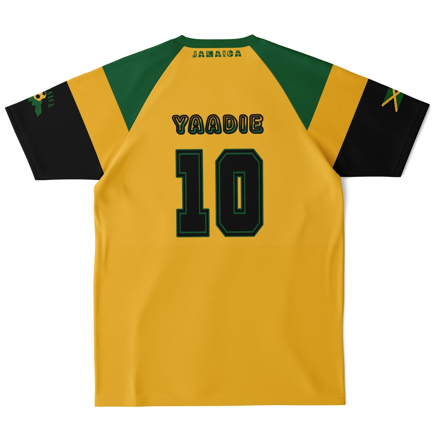 Plain back of the gold jersey showing the name Yaadie above a large number 10, no map graphic.