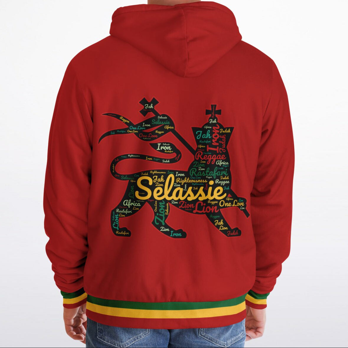 Rasta Fleece Lined Zip Up Hoodie