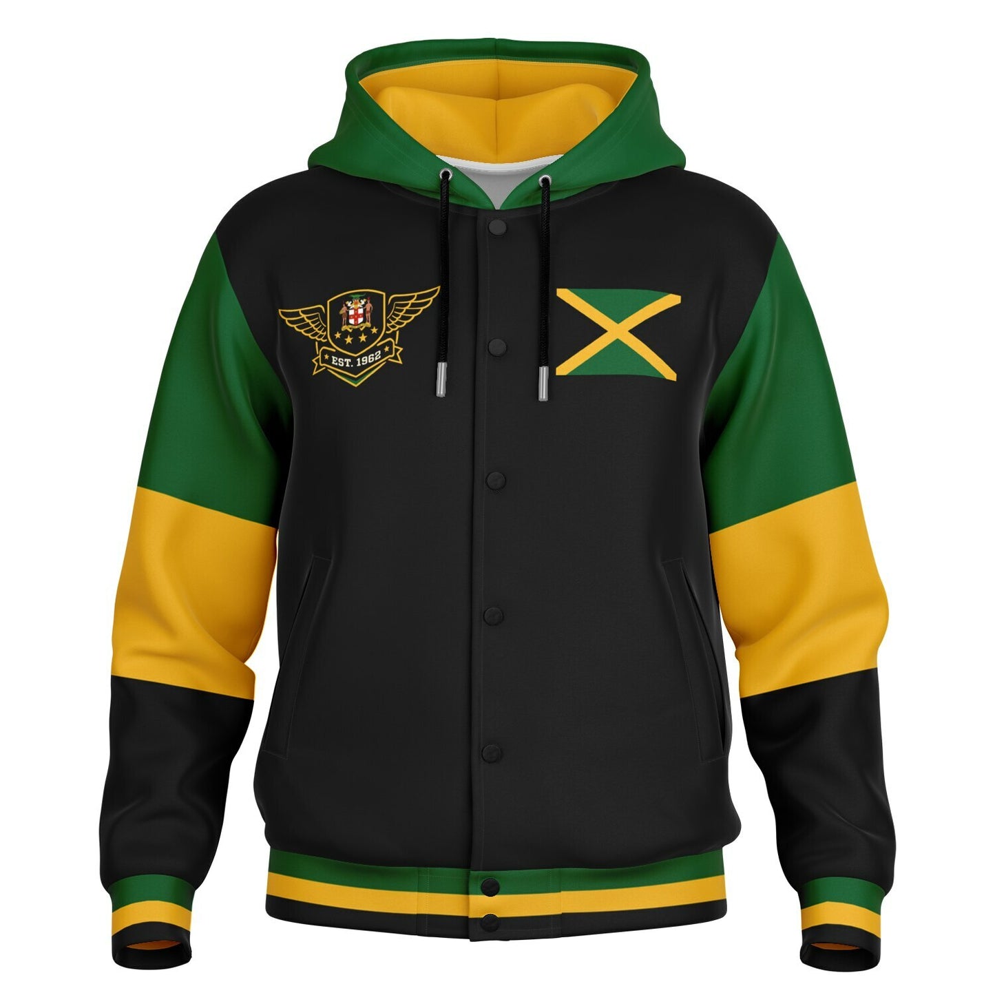 Jamaica Map Hooded Baseball Jacket