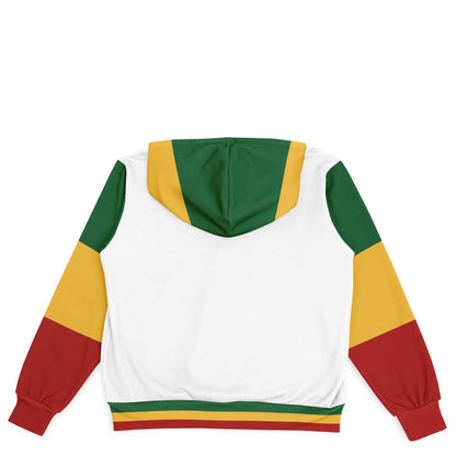Rasta Hooded Baseball Jacket White