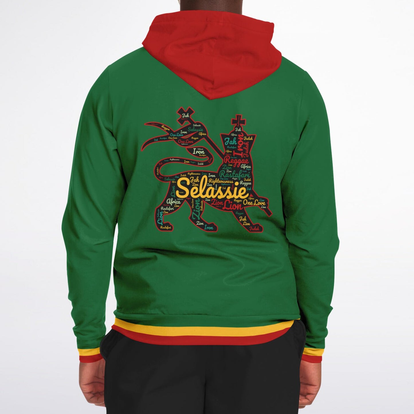 Rasta Lion Of Judah Athletic Zip Up Hoodie