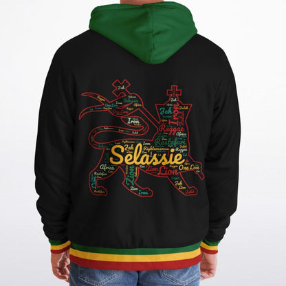 Rasta Fleece Lined Zip Up Hoodie