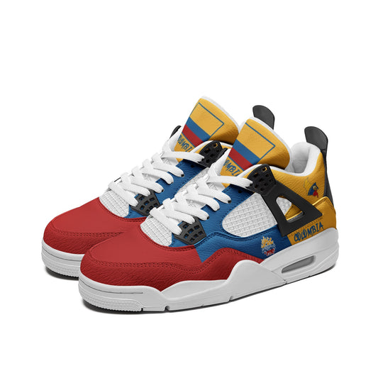 Colombia flag shoes - Rebel Sole mid top sneakers in yellow, blue, and red with Colombian flag detailing