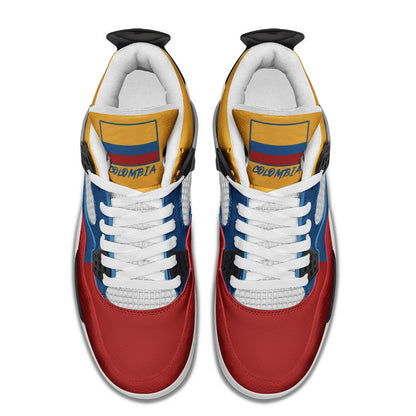 Colombia flag shoes - Rebel Sole mid top sneakers in yellow, blue, and red with Colombian flag detailing