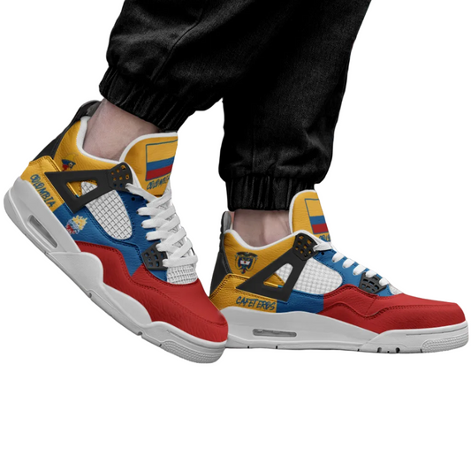 Colombia flag shoes - Rebel Sole mid top sneakers in yellow, blue, and red with Colombian flag detailing