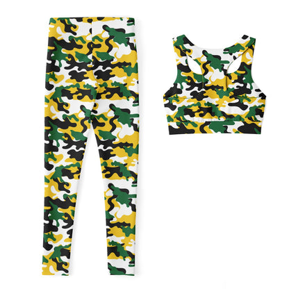 Jamaica Camo Padded Sports Bra & Leggings Set