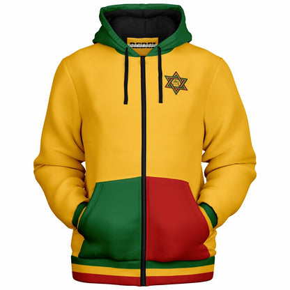 Rasta Fleece Lined Zip Up Hoodie