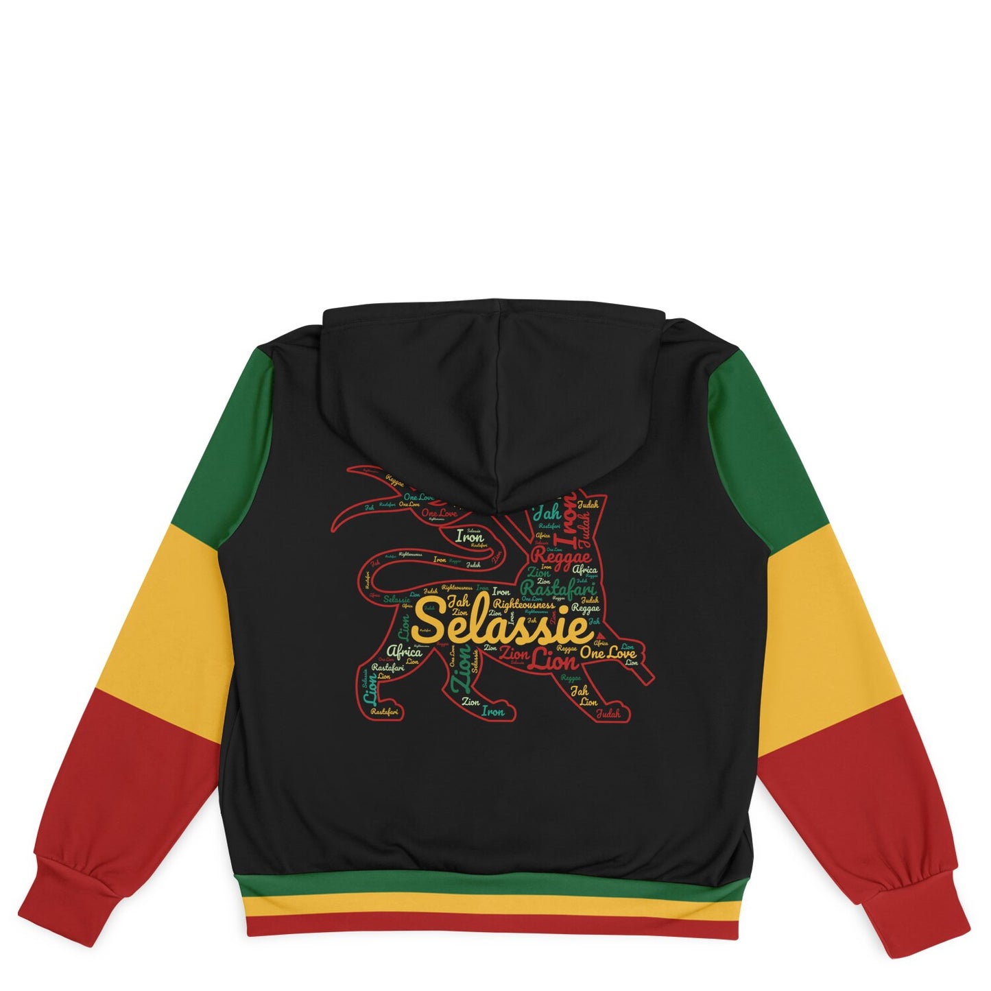 Rasta Lion Of Judah Hooded Baseball Jacket Black