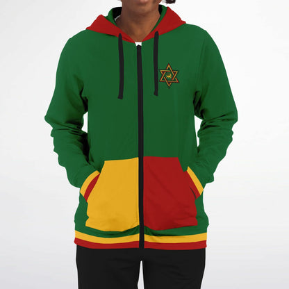 Rasta Lion Of Judah Athletic Zip Up Hoodie