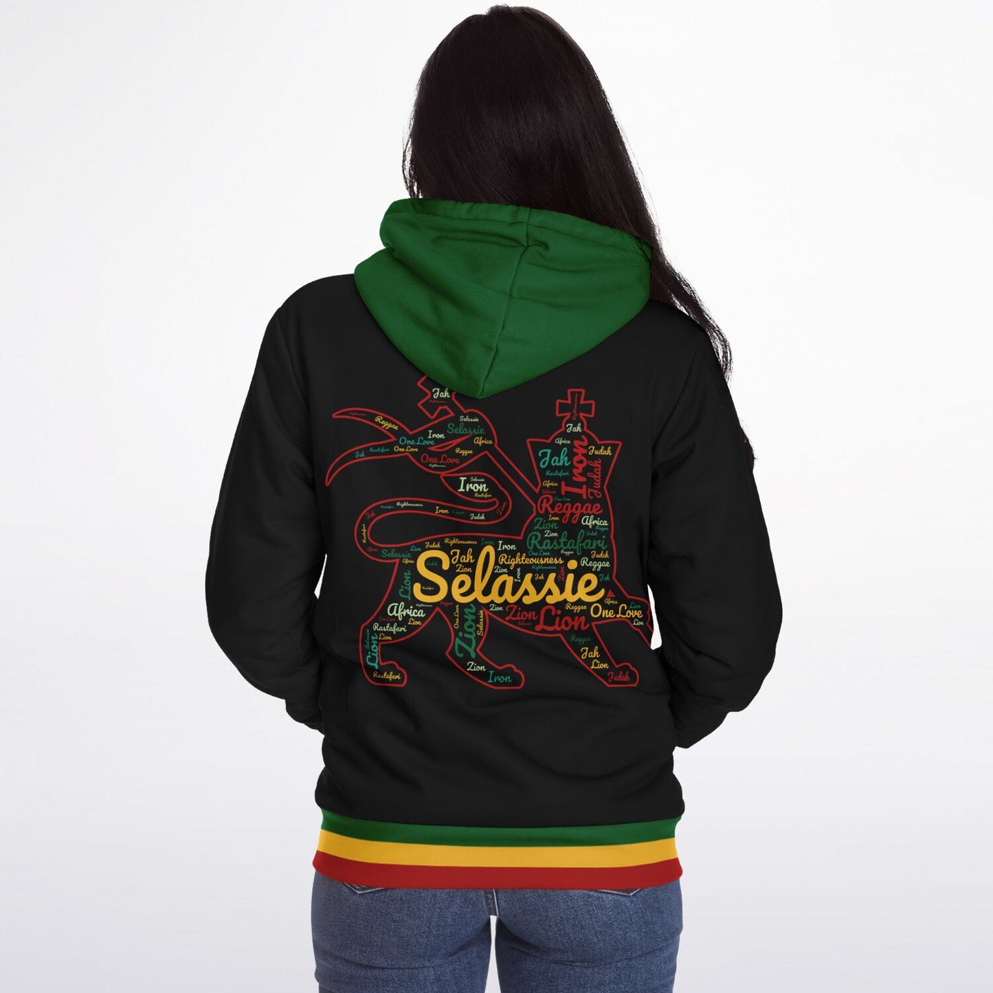 Rasta Fleece Lined Zip Up Hoodie