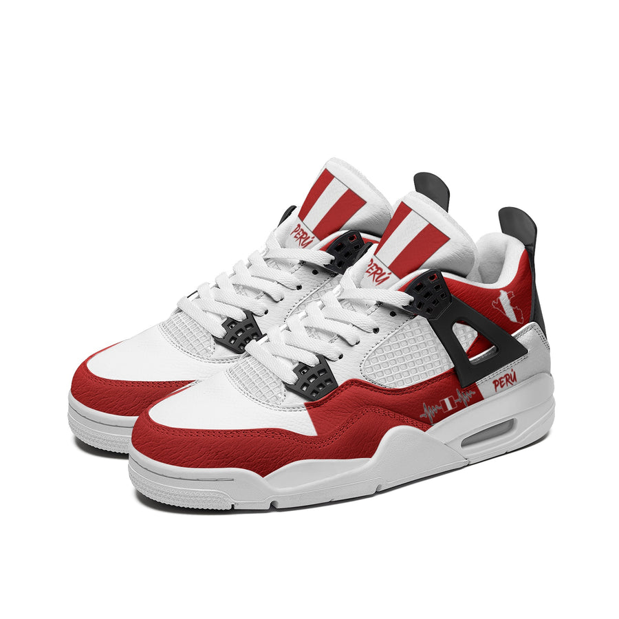 Peru Flag Shoes - Rebel Sole mid top sneaker in Red, White - left side profile view
